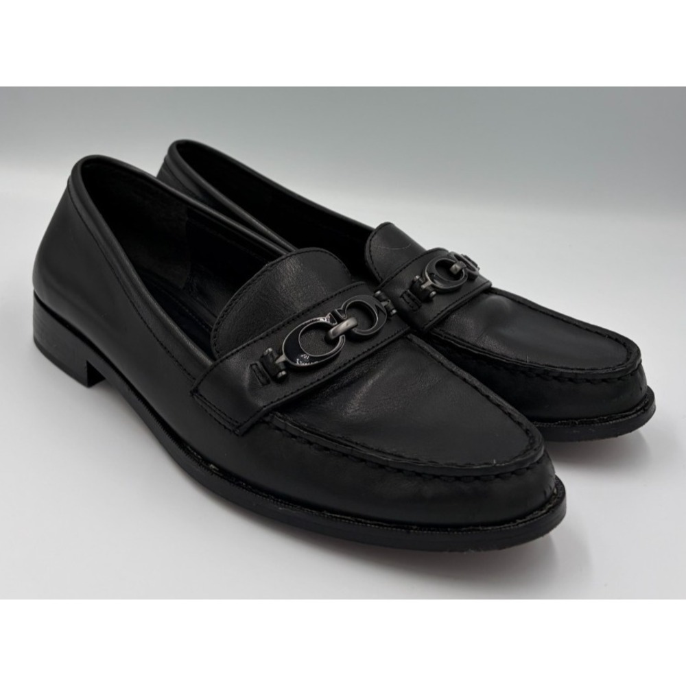 COACH Women's Black Leather Loafers Size 9B Slip On Shoes A0677